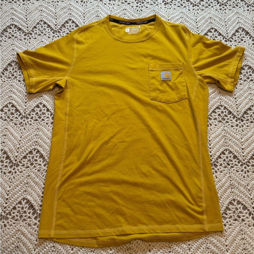 Carhartt Force Men's T-Shirt Relaxed Fit Yellow Pocket Tee Midweight Workwear S